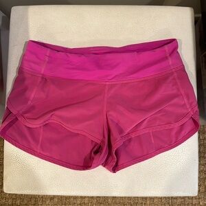 Pink Lululemon Speed up 2.5 inch length shorts Size 4